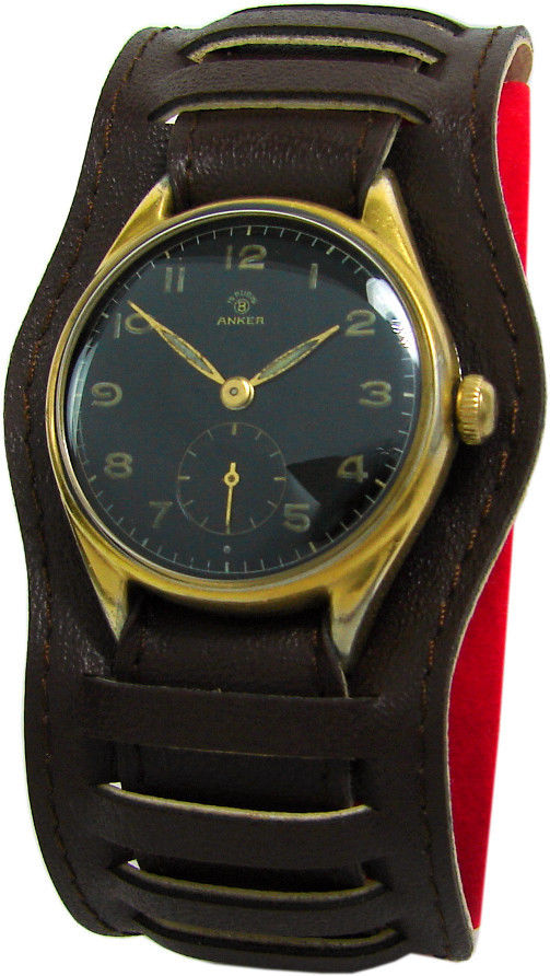 Bifora Anker 15 Steine Herren Uhr kleine Sekunde Ziffernblatt schwarz Armbanduhr men's watch wristwatch