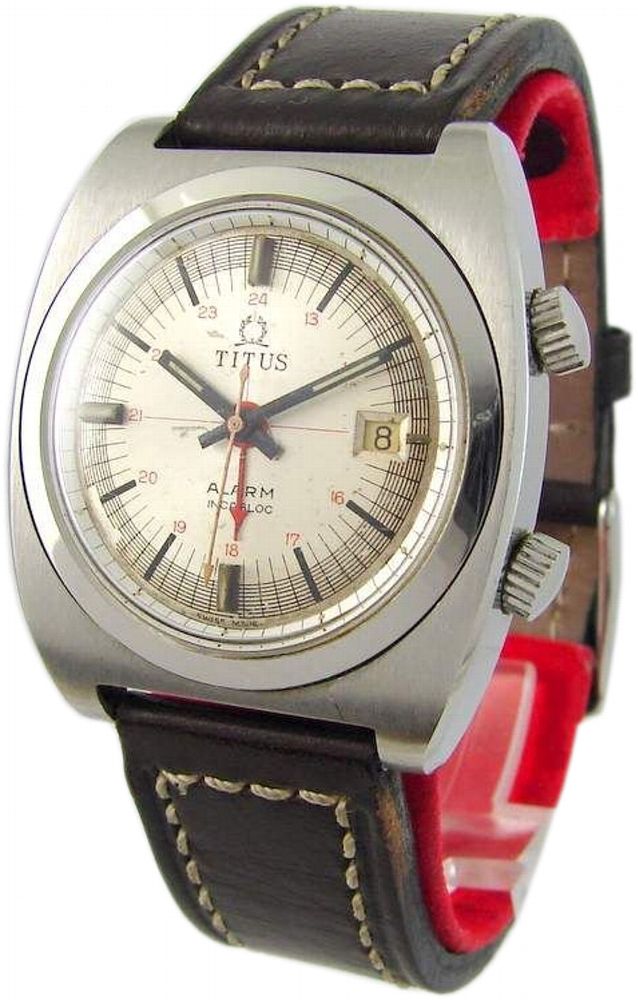 Titus Alarm Swiss Made Wecker mechanische Handaufzug Uhr vintage men gents watch