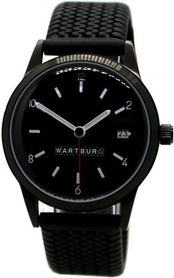 Wartburg 353 Automatik Herrenuhr Datum Reifenprofil Design Uhrband schwarz 38mm