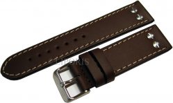 HEKTOR Flieger Herren Uhrenband Leder dunkel braun Schrauben poliert matt 22mm