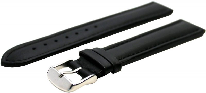 HEKTOR XL extra langes Herren Uhrband feines Leder schwarz Naht 22mm