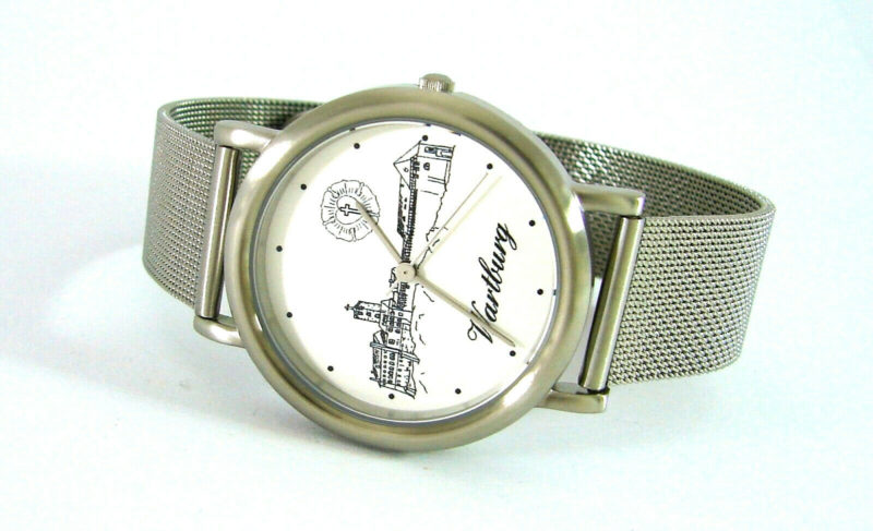 Wartburg Motiv Lutherrose Quarz Uhr unisex Edelstahl Milanaise Uhrband 36mm
