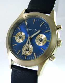PREDIAL unisex Chronograph Quarzuhr Edelstahl feines Lederband blau silber 38mm
