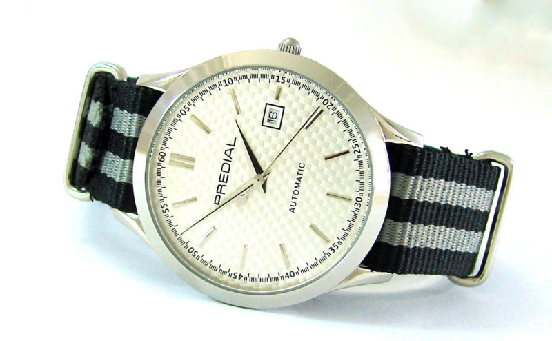 PREDIAL Klassik Automatic Armbanduhr Made in Germany schwarz silber Textilband
