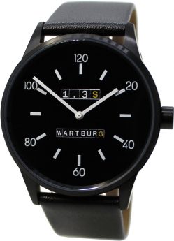 Wartburg Herrenuhr 1.3S Edelstahl schwarz Lederband Made in Germany 42mm