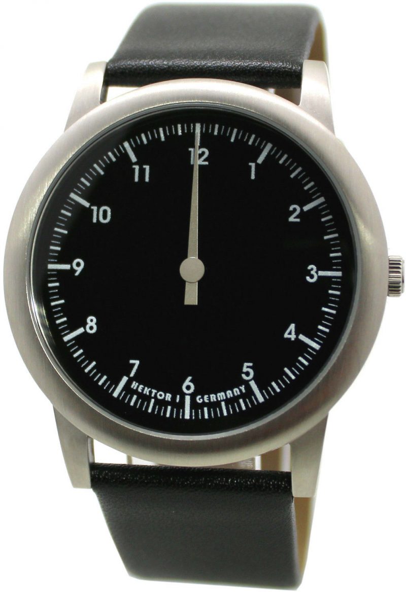 HEKTOR eins Germany elegante unisex Einzeiger Armbanduhr Quarz schwarz silber