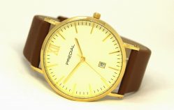 PREDIAL elegante analog Quarz Uhr braun gold Leder Uhrband unisex 40mm