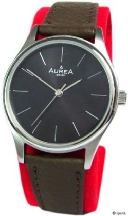 Aurea Damen Uhr swiss made Quarz Edelstahl Lederuhrband braun schwarz silber 31mm