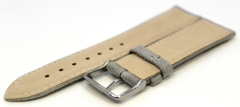 Herren Uhrenarmband Jeans hell grau Futterleder beige Anstoß 22mm – Bild 2
