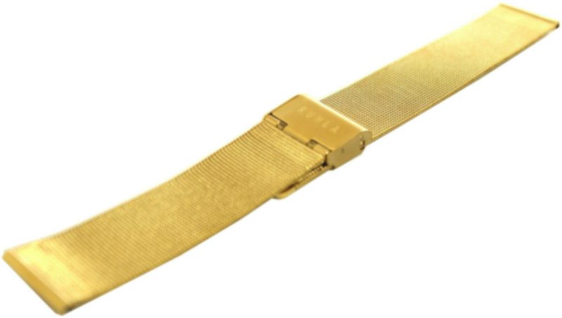 RUHLA Herren Uhrenarmband Edelstahl gold IP Milanaise Klappschließe Anstoß 20mm