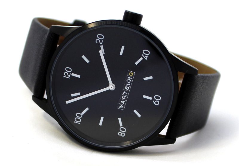Wartburg Herrenuhr Made in Germany Quarz Stahl schwarz 353 Leder Uhrenarmband – Bild 2
