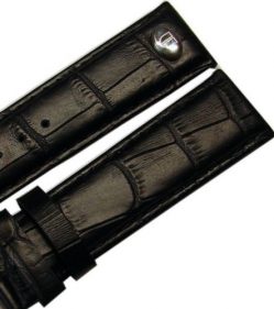 original Riedenschild Herren Uhrenarmband Leder Krokoprägung schwarz 20mm