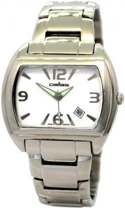 pallas Made in Germany massive Edelstahl Herrenuhr Quarz Datum weiß Butterfly