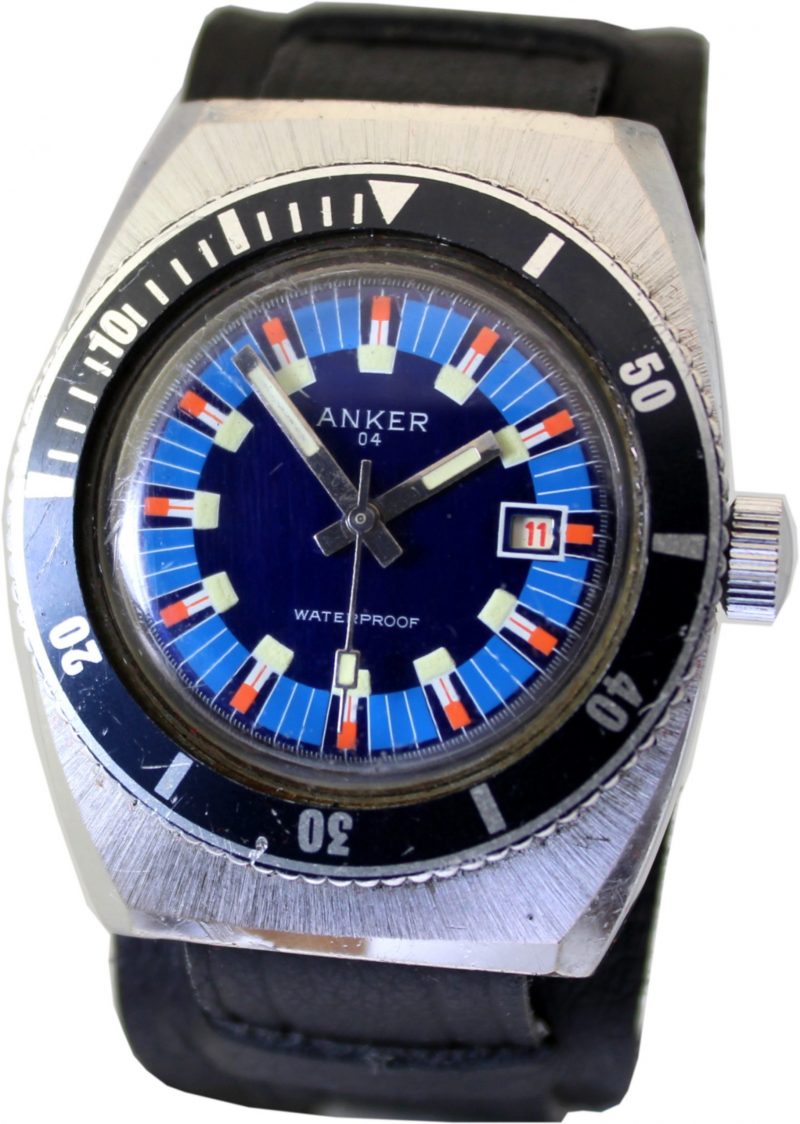 Anker 04 Herrenuhr mit Datum Drehlünette im Taucher Uhr Design und Unterlagenband schwarz