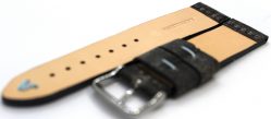 HEKTOR Herren Uhrenarmband Kamel Leder grau schwarz Naht blau 22mm