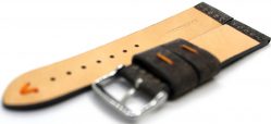 HEKTOR Herren Uhrenarmband Kamel Leder grau schwarz Naht orange 22mm