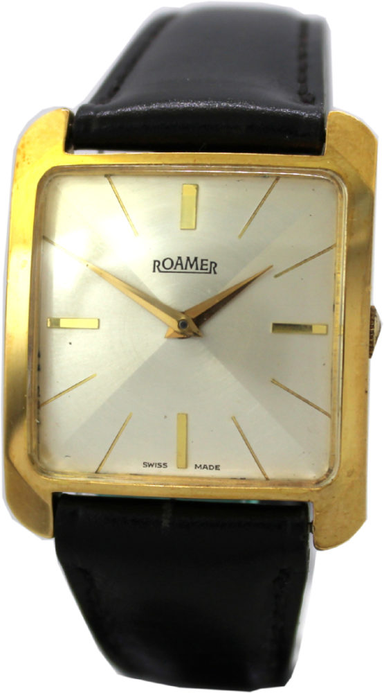 Roamer swiss made Herrenuhr gold schwarz mechanische klassische Armbanduhr Handaufzug