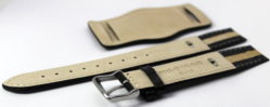 Herren Uhrenarmband Bund mit Unterlage Leder schwarz 18mm 20mm 22mm