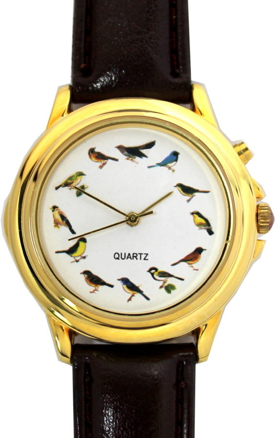Quarz Uhr Vogel Motiv rund gold 37mm