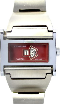 Dugena digital swiss Scheibenuhr Handaufzug mechanisch 32mm x 27mm