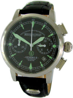 Riedenschild Genero II Chronograph Herrenuhr Quarz Edelstahl Lederband schwarz 5 ATM 1162