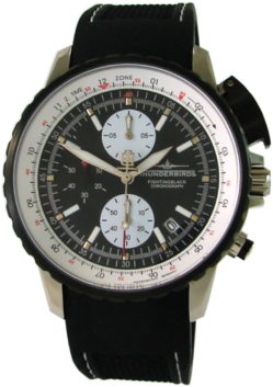 Thunderbirds Fighting Black Chronograph Herrenuhr Edelstahl schwarz weiß 43mm 1057