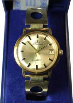 Meister-Anker mechanische Herrenuhr Automatic 25 Jewels vintage Expandro Uhrenarmband Rolled Gold gebraucht 36mm orig.Etui