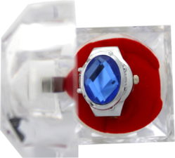 Excellanc Damenuhr Quarz Fingerring mit Fingerband und Stein blau oval mit Etui gebraucht