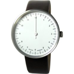 HEKTOR eins Einzeiger Uhr Quarz Edelstahl Lederband braun 40mm