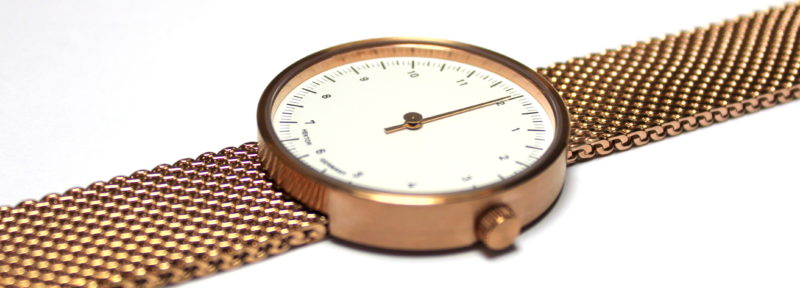 HEKTOR eins Einzeiger Uhr Quarz Edelstahl rose Milanaiseband 40mm