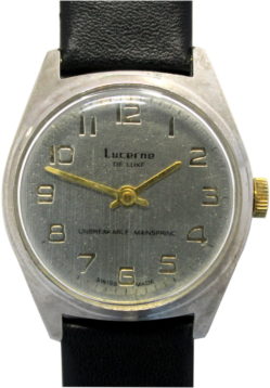 Lucerne de Luxe swiss made Herrenuhr mechanisch Lederband schwarz neu 34mm