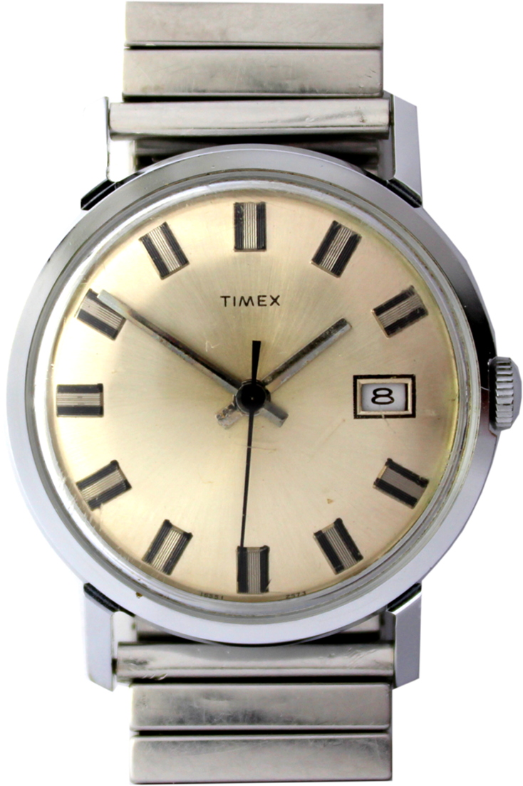Timex Herren Armbanduhr Handaufzug Datum Edelstahl Fixo-Flex Band 33,5mm