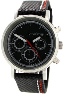 Wartburg Herrenuhr Quarz Chronograph Edelstahl poliert Uhrband grau schwarz