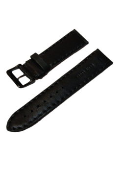 Herren Uhrenarmband Leder schwarz leicht gepolstert dicke Naht 22mm