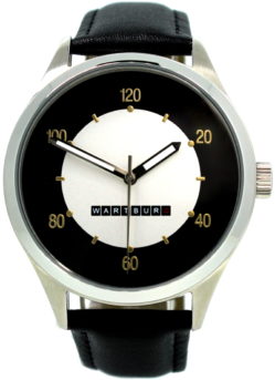 Wartburg 311 Automatik Herrenuhr Lederband schwarz Goldpunkt Tacho Design 40mm 21 Jewels