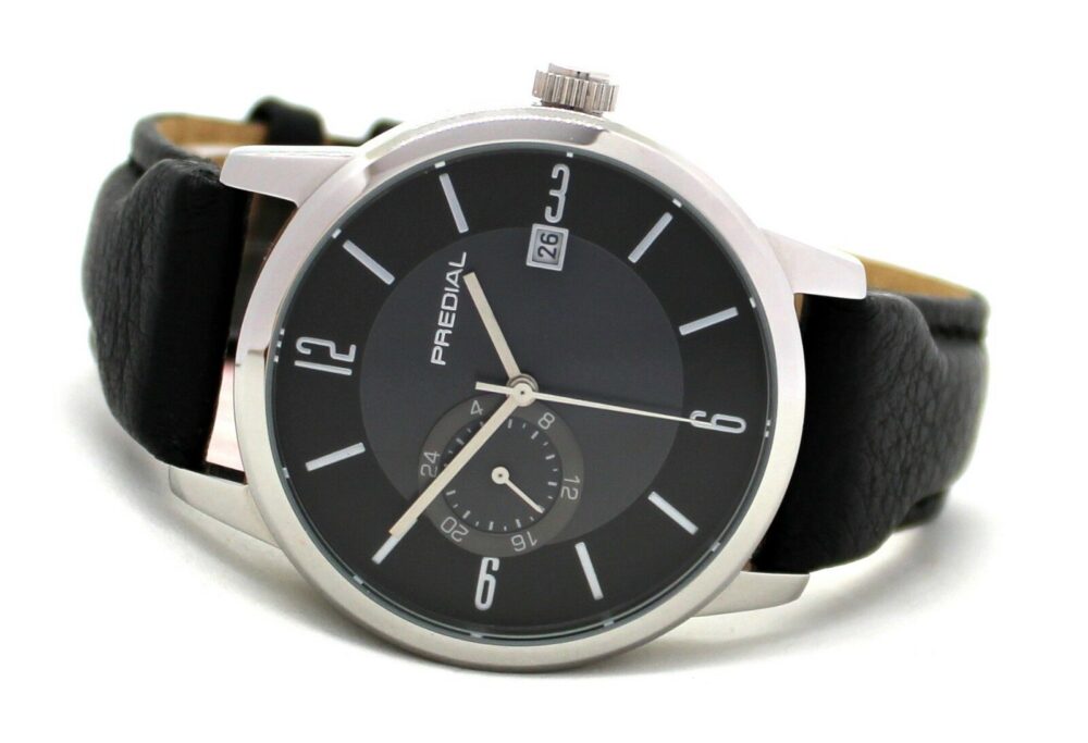 PREDIAL Automatic Herrenuhr Edelstahl Uhrenarmband weiches Hirschleder schwarz