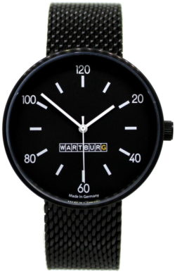 Wartburg Herrenuhr Quarz Edelstahl schwarz Milanaise Uhrband 40mm