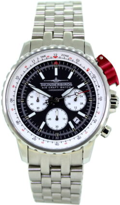 Thunderbirds AIR CRAFT WATCH Chronograph Herrenuhr Edelstahl Uhrband DFC Mineralglas 43mm 1048-01